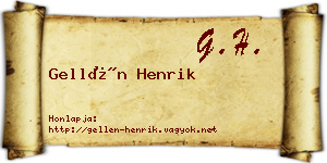 Gellén Henrik névjegykártya